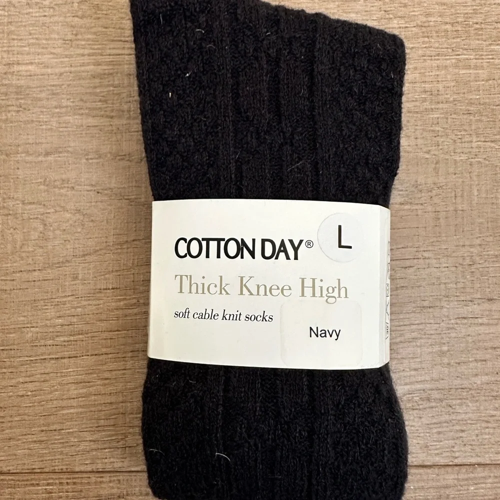 Navy Thick Knee High Socks